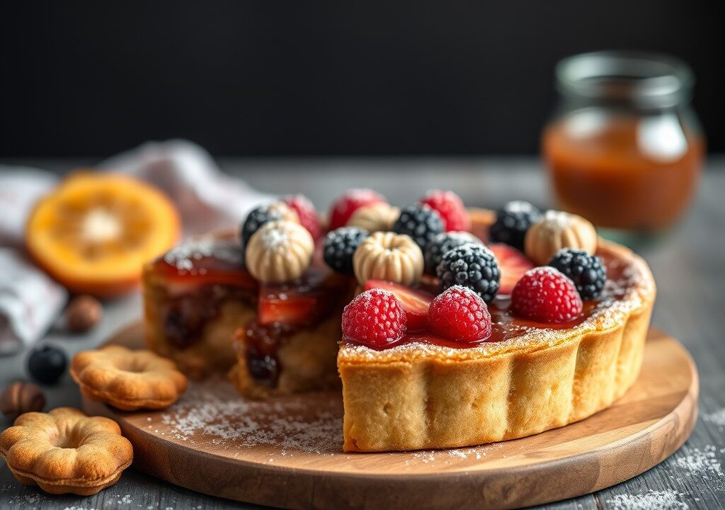 Diepvriesfruittaart zonder oven, AI-gegenereerde illustratie