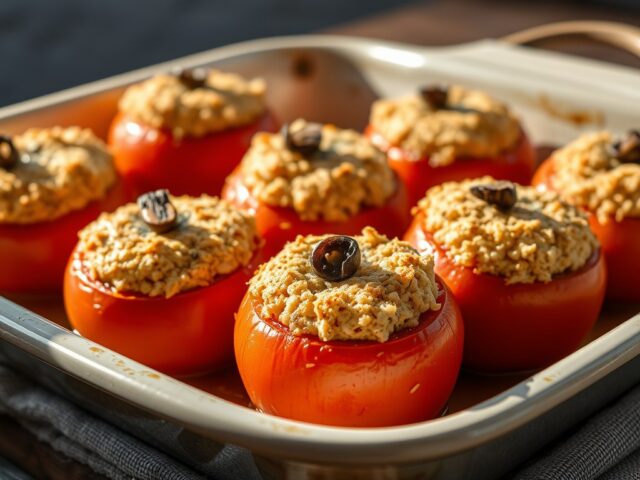 Domates dolmasi = Gevulde kaas tomaten.