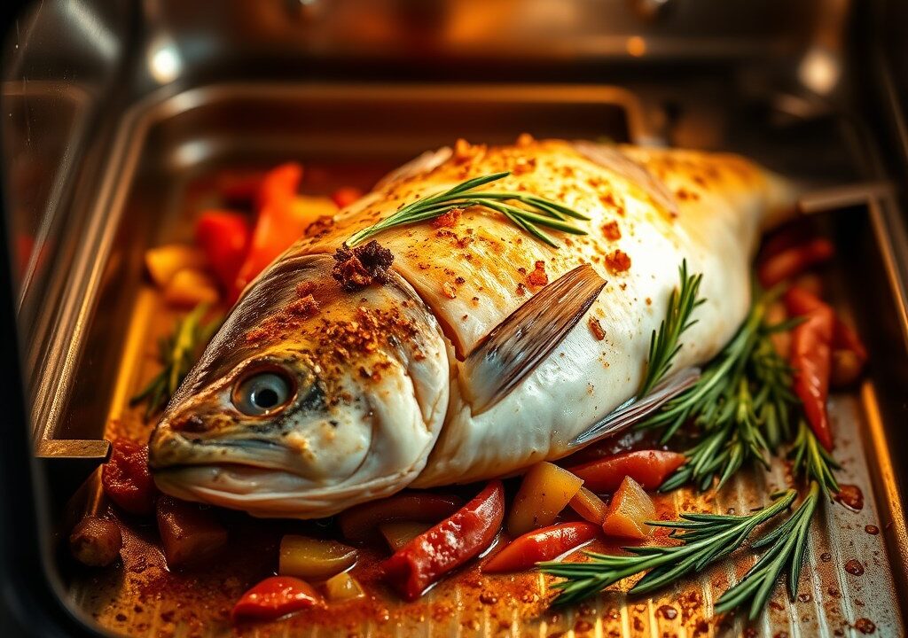 Dorade royale in de oven, AI-gegenereerde illustratie