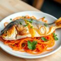 Dorado met citrus dressing en wortelsalade