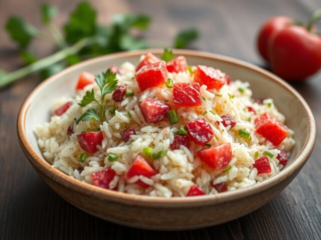 Drielse rijstsalade — AI-gegenereerde illustratie