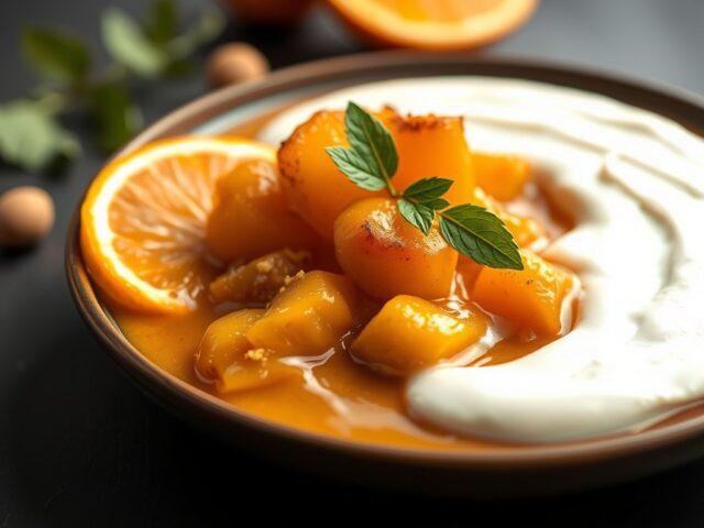 Druiven in karamel met roomyoghurt