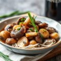 Dubbel getrokken bouillon met diverse paddestoelen