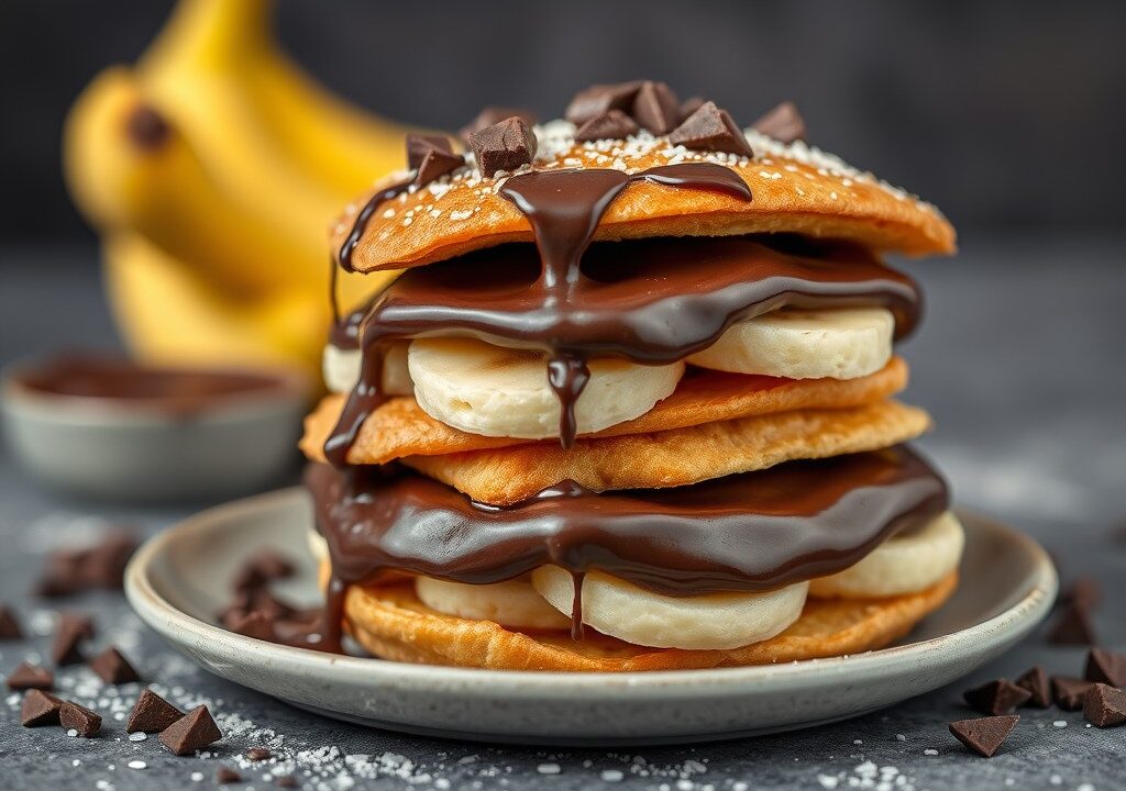 Dubbeldekker choco-banaan, AI-gegenereerde illustratie