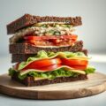 Dubbele sandwiches met Tonijnpaté, kleine artisjokken en kerstomaten