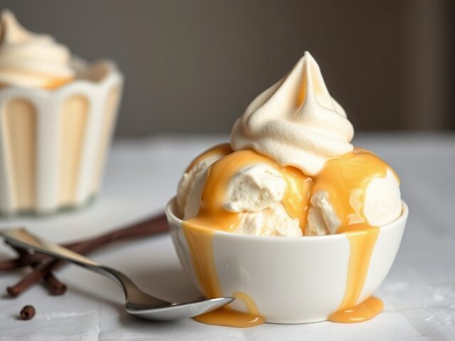 Dulce de Leche ijs — AI-gegenereerde illustratie