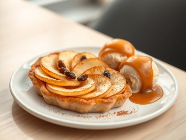 Dun appeltaartje met caramelijs