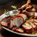 Eendeborst met kwartels en shiitake