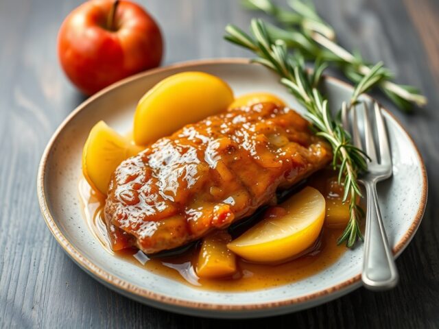 Eendelever met appelcompote