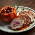 Eendenborst met gevulde ovenappeltjes