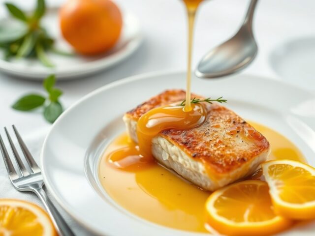 Eendenborstfilet met appel en sinaasappel- honingsaus