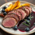 Eendenborstfilet met pastinaak en blauwe bessensau