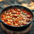Eenpansgerecht wittebonenschotel voor de camping