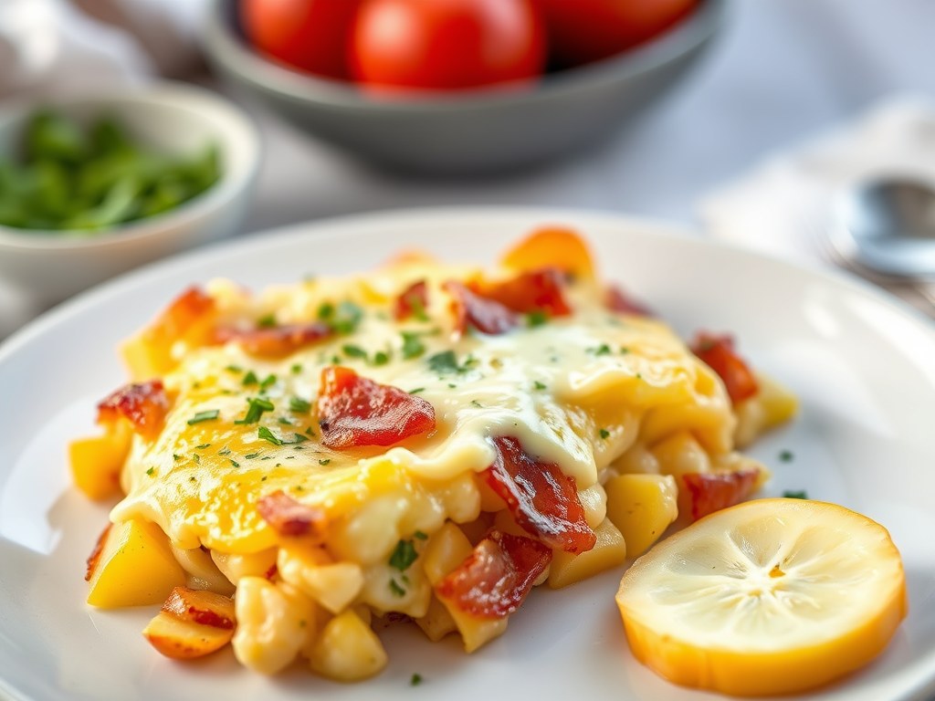 Eenvoudige aardappelgratin, AI-gegenereerde illustratie