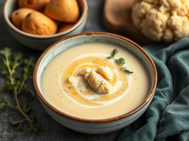 Eenvoudige bloemkoolsoep — AI-gegenereerde illustratie