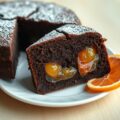 Eenvoudige cake met chocolade en pompelmoes