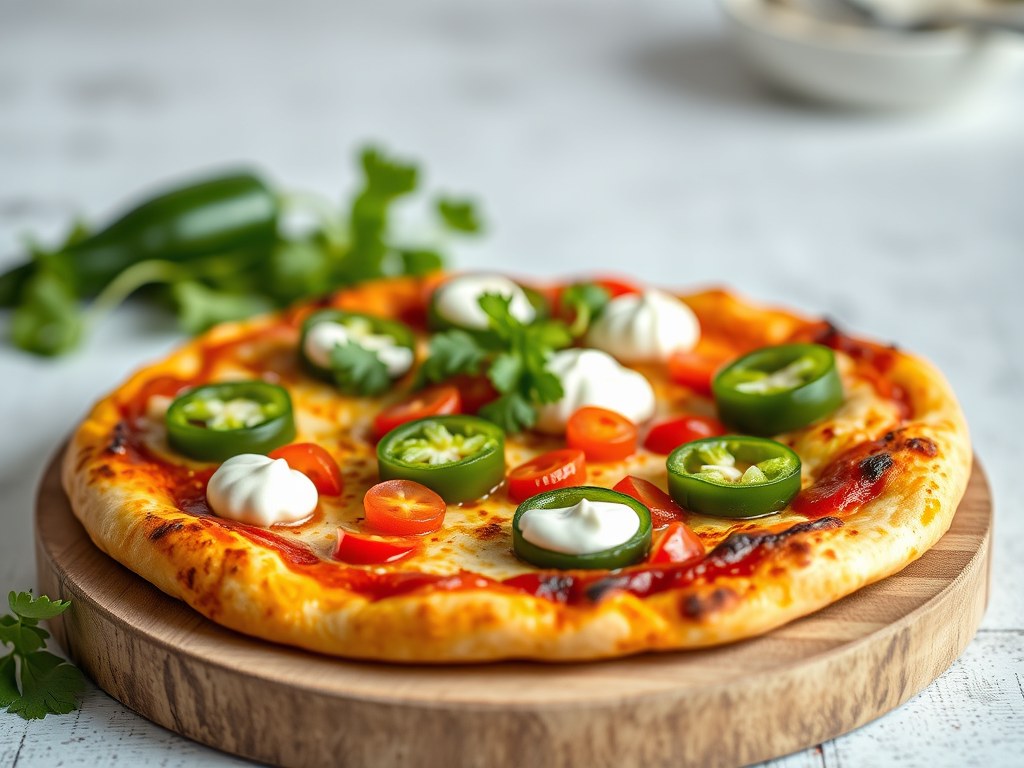 Eenvoudige chilibonenpizza, AI-gegenereerde illustratie