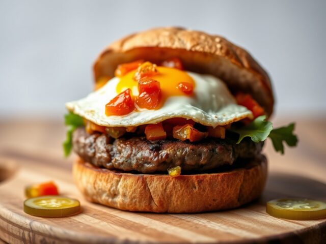 Eiburger met tomatenrelish
