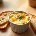 Eieren en cocotte overbakkem met