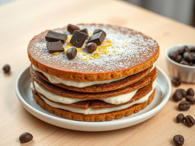 Eierkoektaartje met koffie en chocolade