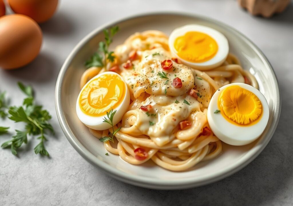 Eiersalade met postelein, AI-gegenereerde illustratie