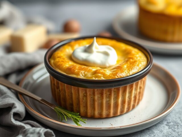 Eiersoufflé uit de oven — AI-gegenereerde illustratie