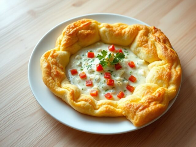 Eierspaghettirand met roquefort