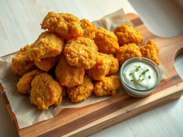 Eigen gemaakte kibbeling met remouladesaus