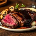Entrecôte Maxima met gebakken cantharellen,zoete k