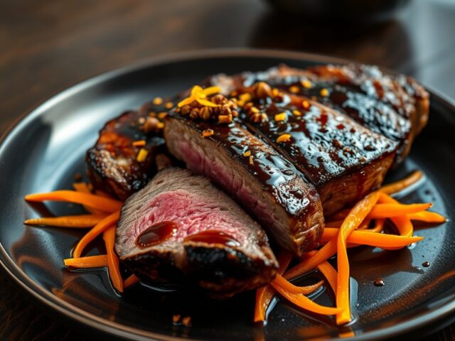 Entrecôte met sinaasappel aroma’s