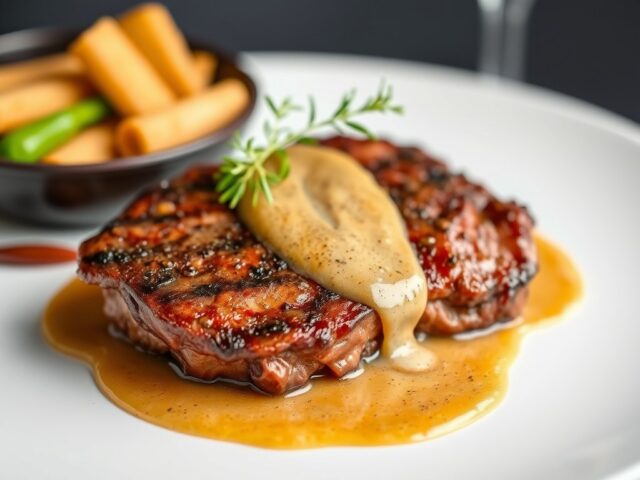 Entrecote met grand prestige kersensaus