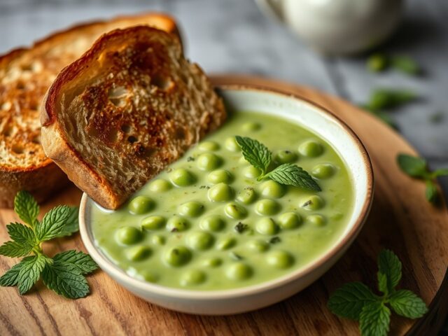 Erwten muntsoepje met toast