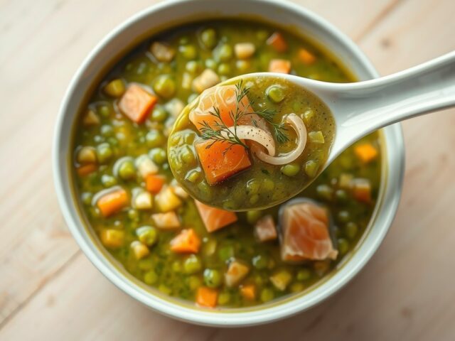 Erwtensoep met gerookte zalm