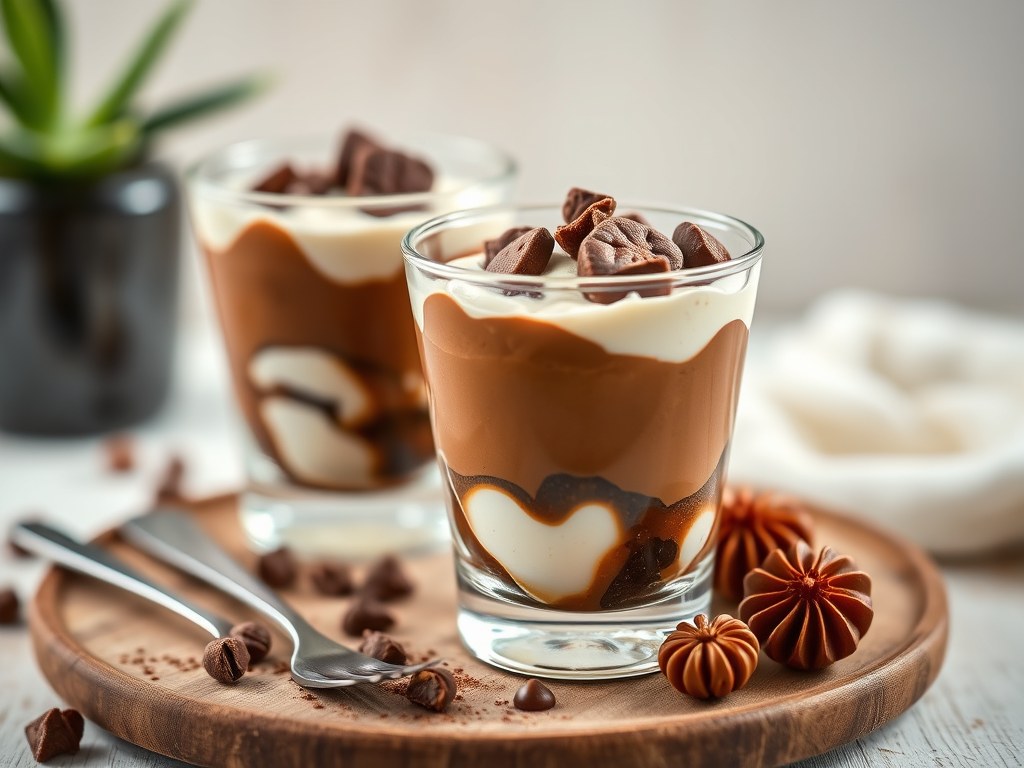 Espresso-hazelnootparfait, AI-gegenereerde illustratie