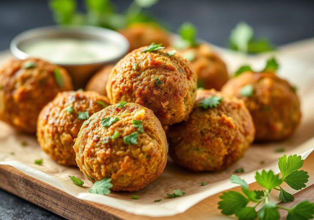 Falafel (kikkererwtenballetjes), AI-gegenereerde illustratie