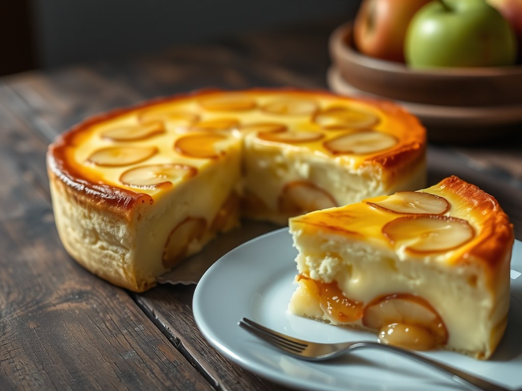 Far breton aux pommes, AI-gegenereerde illustratie