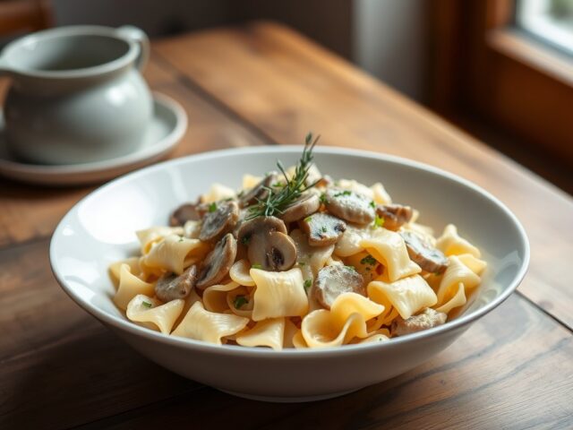 Farfalle met champignons