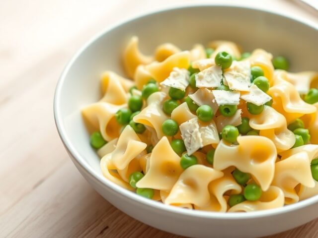 Farfalle met doperwten en kaas