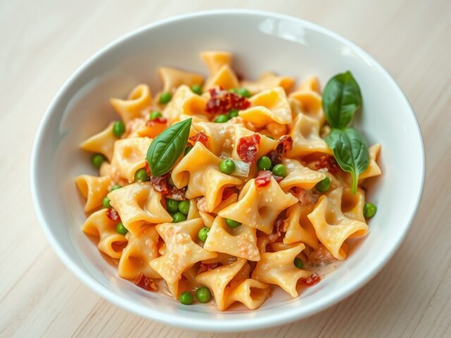 Farfalle met tomaten-doperwtensaus