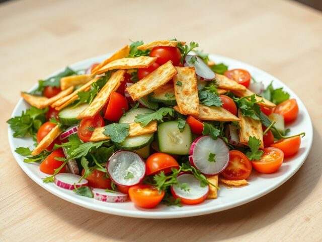 Fattouche met krokante broodreepjes