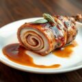Fazanteborst gevuld met Parmaham en saliesaus