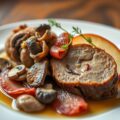 Fazantenborst gevuld met champignons en lever