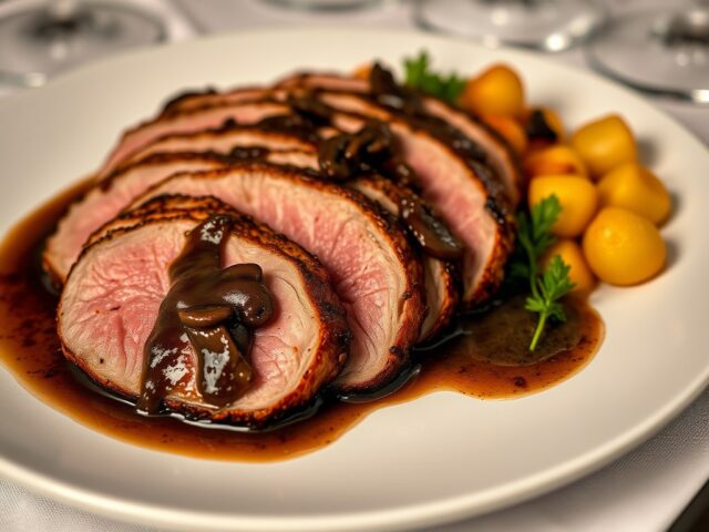 Fazantenfilet met wilde champignons, pommes dauphine