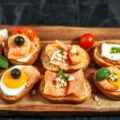 Feestelijke crostini’s met zalm en garnalen