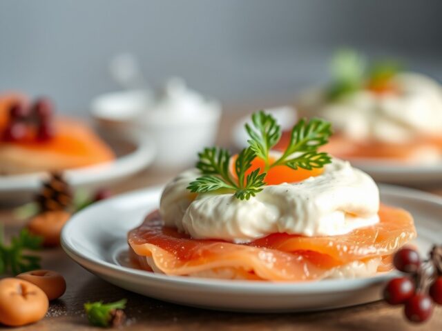 Feestelijke zalmmousse met créme fraïche