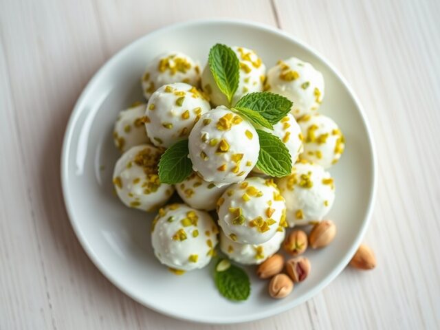 Fetatruffels met munt en pistachenoten