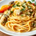Fettucine met kip in milde kerriesaus