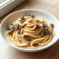 Fijne Spaghetti met saus van wilde paddestoelen