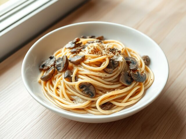 Fijne Spaghetti met saus van wilde paddestoelen
