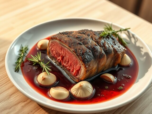 Filet van Moeflon met rozemarijn en knoflook
